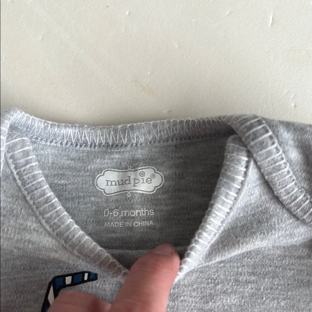 Mud Pie Drink Local Gray Long Sleeve Baby Onesie 0-6 Months